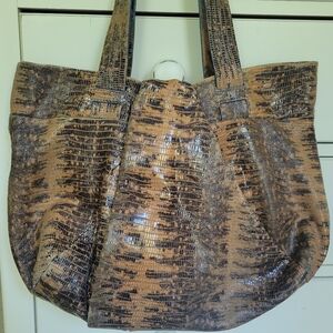DVF Diane Von Furstenberg Marisa Leather Snakeskin Slouchy Luxury Hobo Satchel